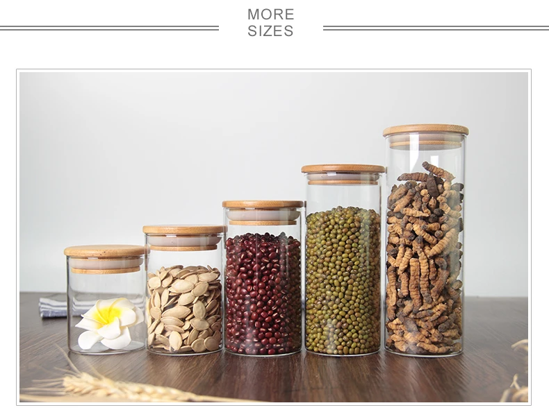 Factory Sales Kitchen Storage Jars Glass Honey Glass Jar With Bamboo