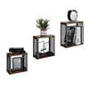 VASAGLE Home Goods Decoration Display 3 sets Wood MDF Square Corner Wall Mount Cube Shelves in Living Room, Office, Hallway