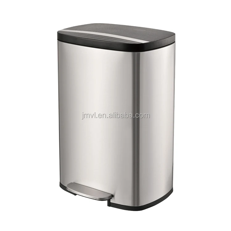 50l Square Standing Foot Pedal Stainless Steel Dustbin Metal Step Bin