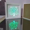 color-changing "Life tree" LED 3D wooden wall frame iron pattern