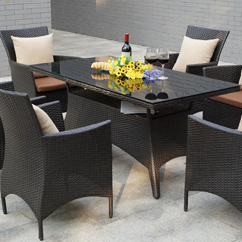Al Aire Libre Polyrattan Jardín 6 Sillas Y Una Mesa De Comedor - Buy