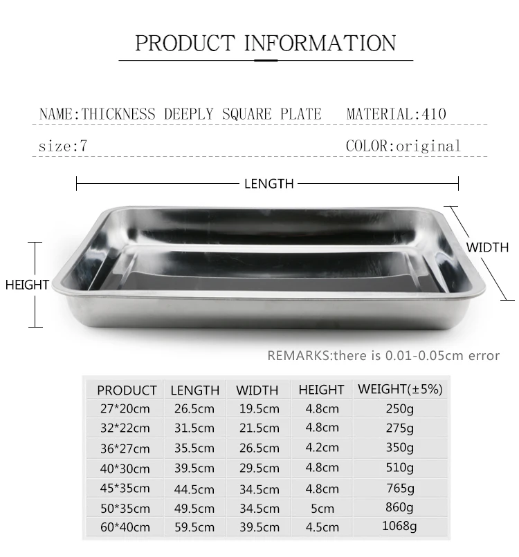 Wholesale Restaurant Multifunction Stainless Steel Serving Tray