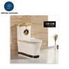Black marble texture in white base with human drawing one piece bathroom toilet GS-006