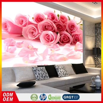 Hd Pink Roses Mural For Tv Backdrop Wall 3d Mural Interior