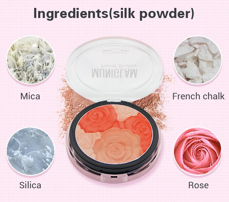 Face makeup long last mineral new design rose flower blusher with highlighter