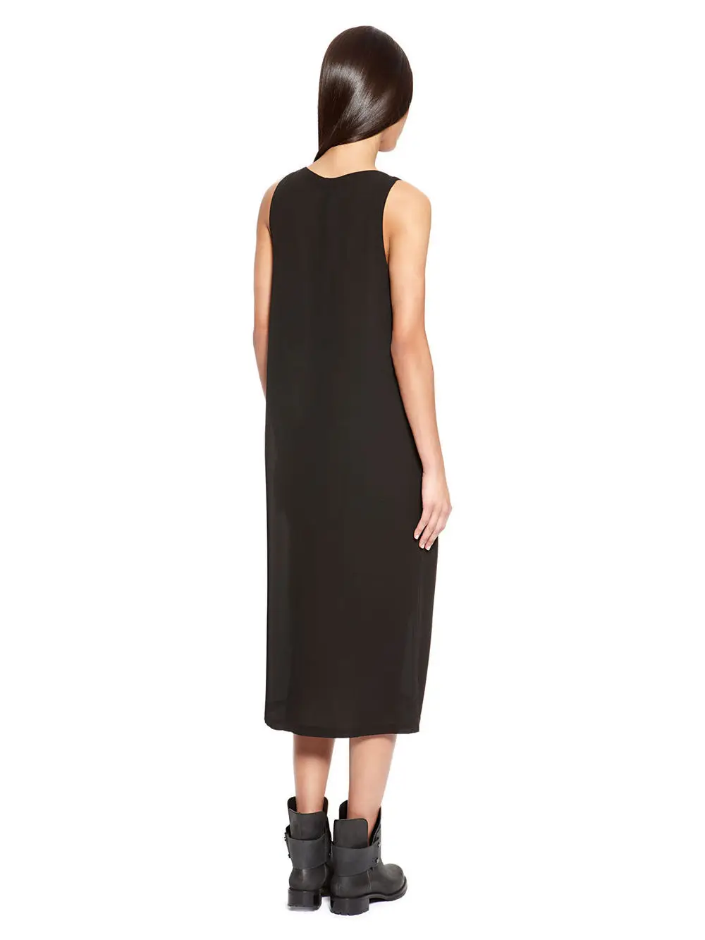 pure black sleeveless tank summer dress lady