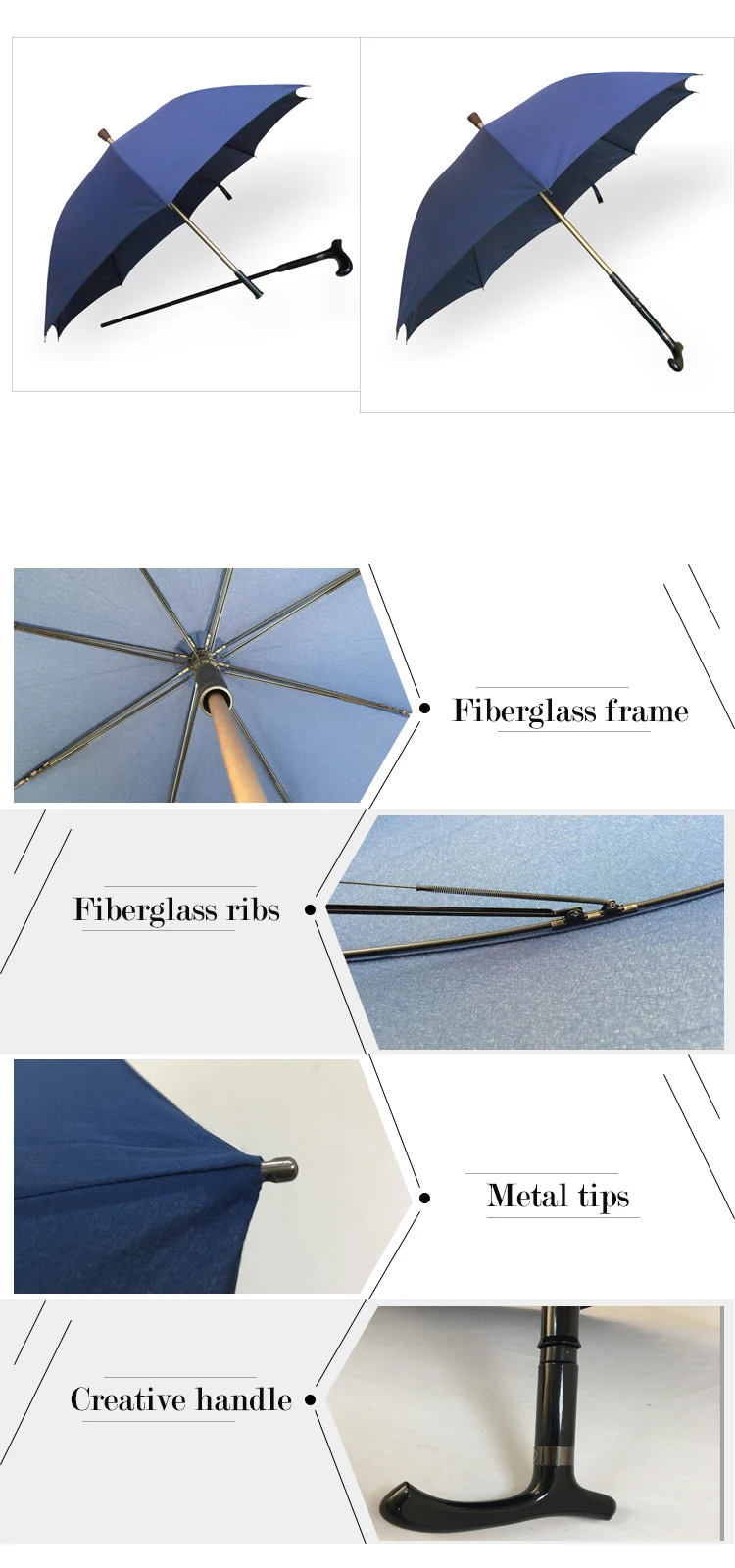 WU-01 multi function anti-slip separable walking stick umbrella
