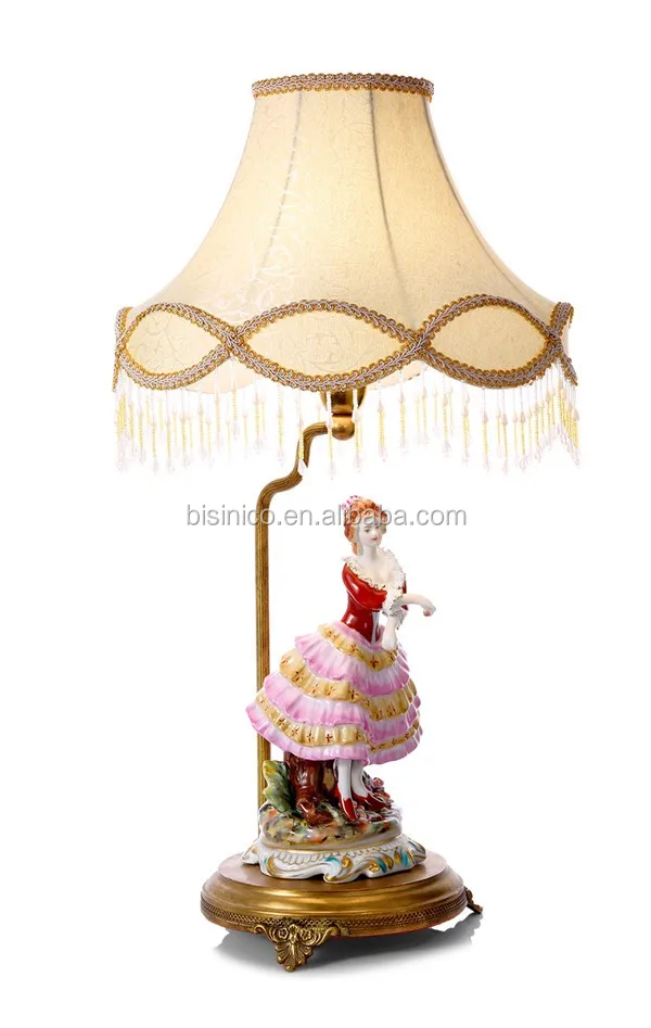 European Style Decorative Figurine Statue Lamp With Shade,Antique