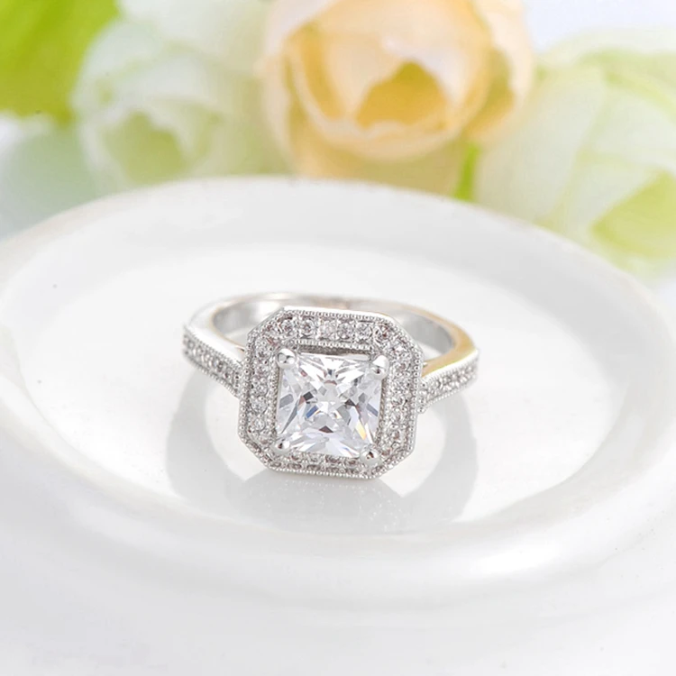 Lzeshine White Gold Square Stone Diamond Ring Guard Cri0260 Buy White