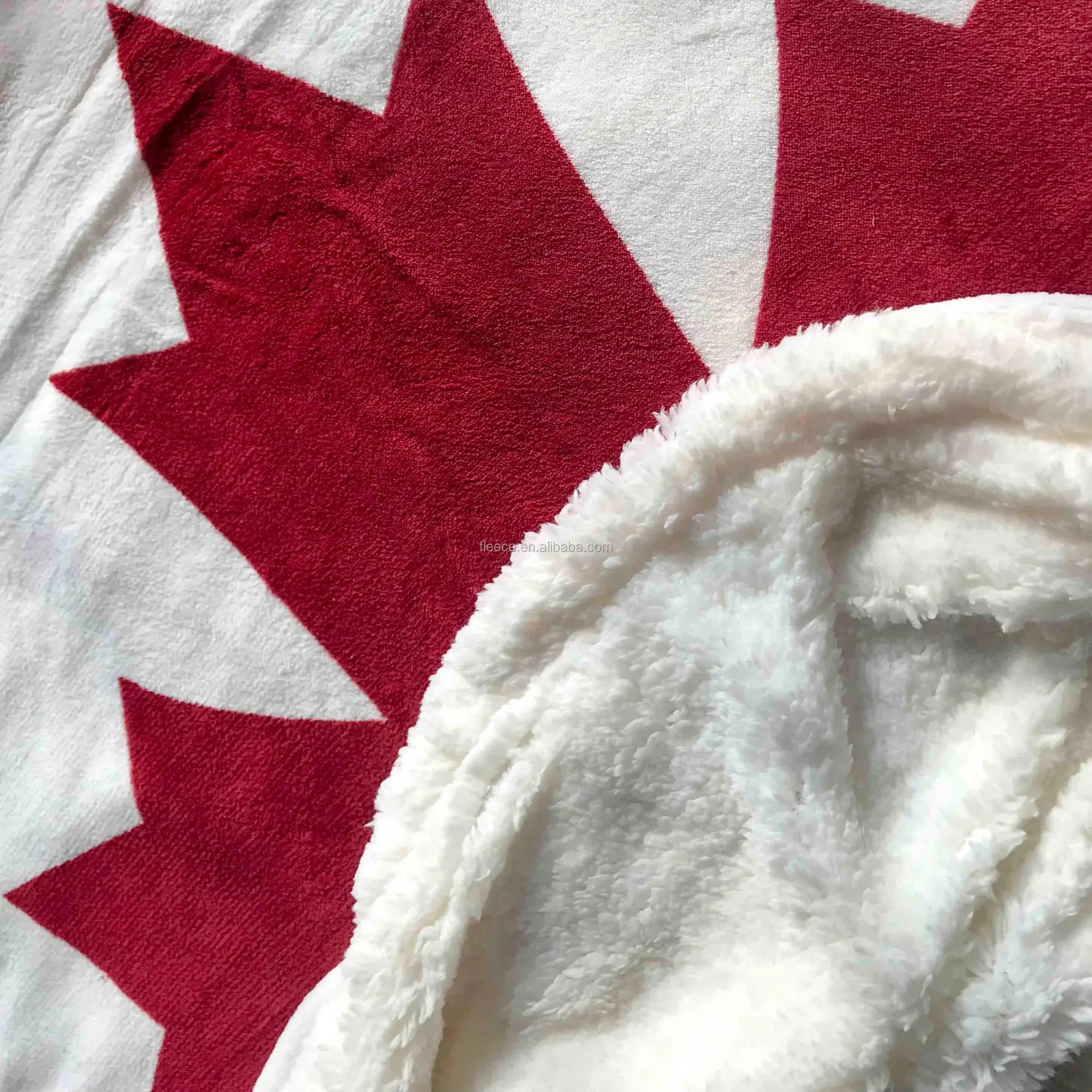 New Canada Flag Design Throw Blanket Double Flannel With Sherpa Custom Print Fleece Blanket