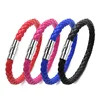 Nappa Top Grain Double Folded Braided Genuine Leather Color Change Bracelet, Health Magnet Bracelet