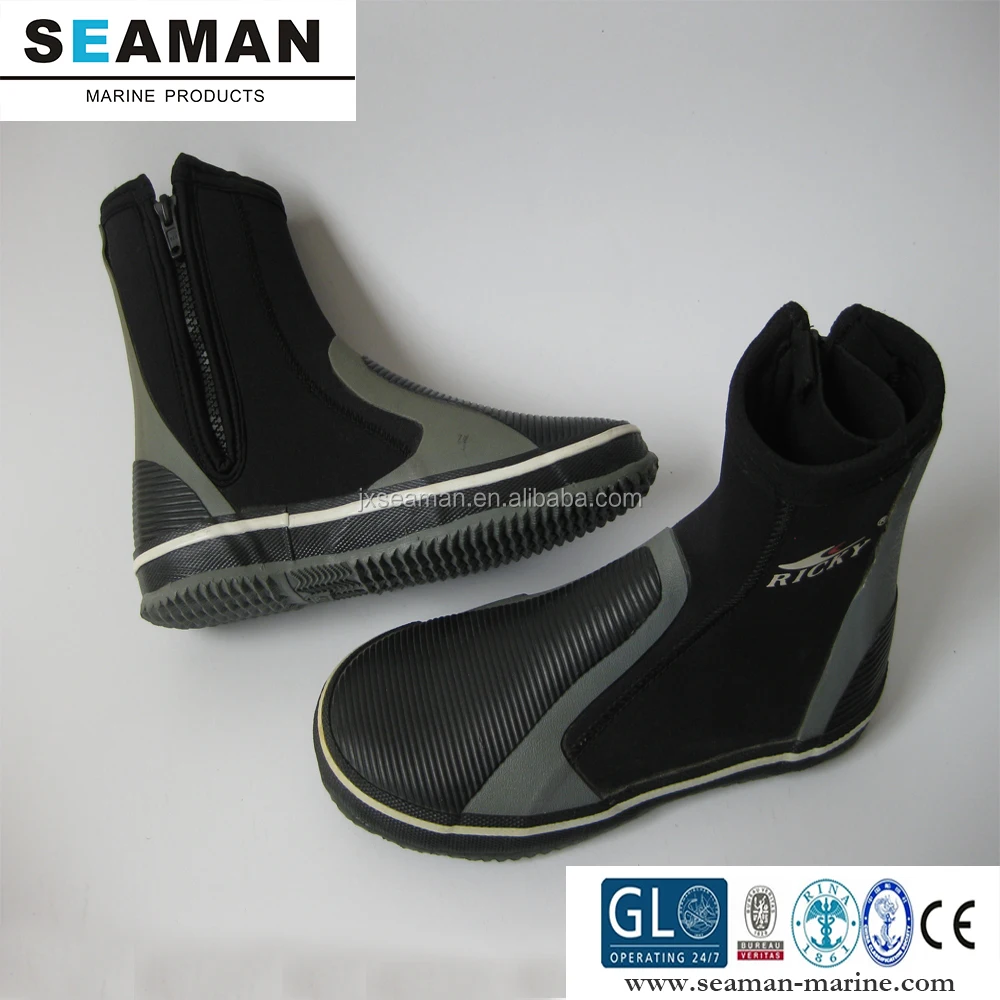 5mm Hi Top Neoprene Fishing Boots With Anti-slip Rubber Sole For Scuba ...