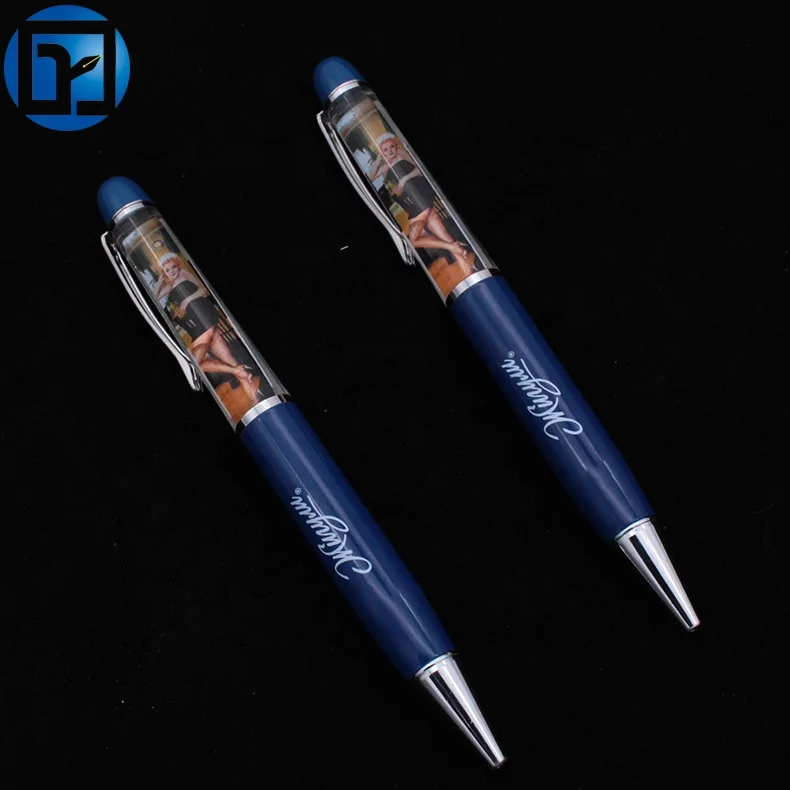 Professional Custom Liquid Filled Pen / 2d Cmyk Strip Floating Pen