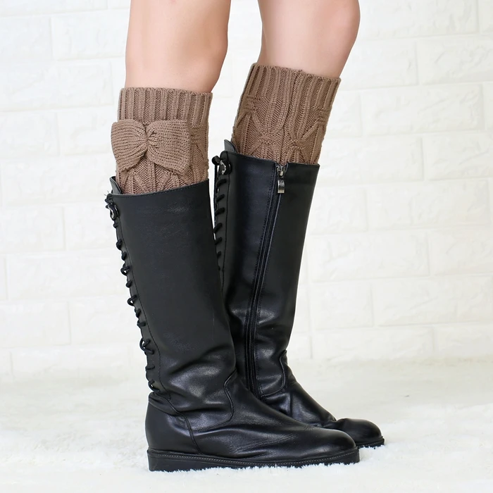 Ladies Balls Embellished Winter Wool Cable Over The Knee Thigh High Boot Socks Leg Warmer