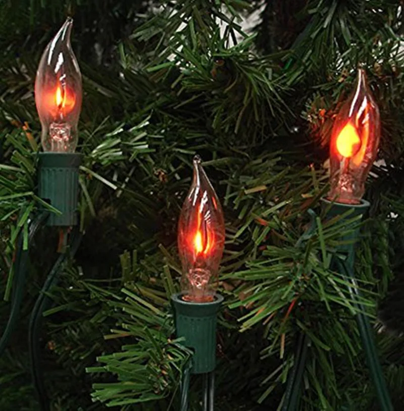 25ft C9 Flicker Flame Christmas Decoration String Lights ...