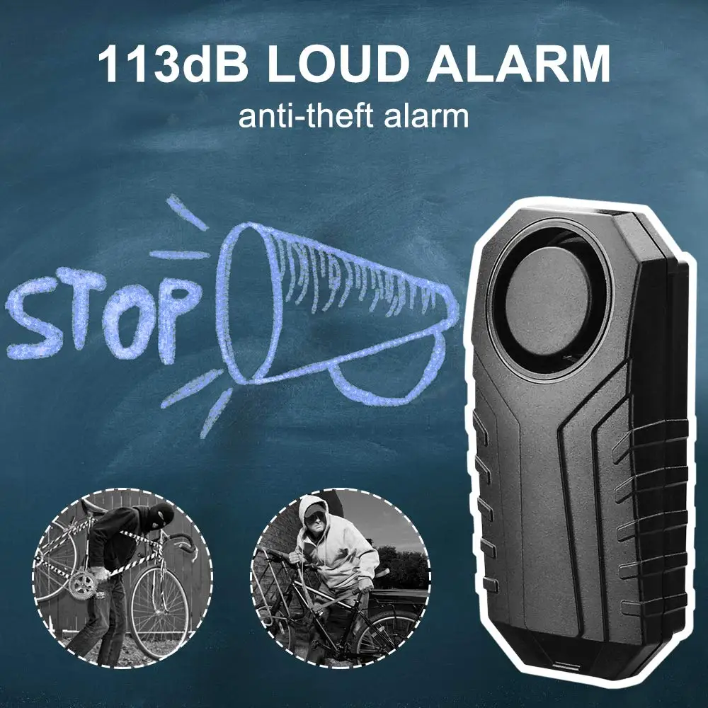 Loud 113dB Wireless Anti-Theft Vibration Motorcycle Bike Security Alarm Remote Q