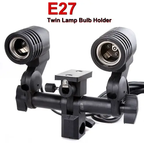 Studio Twin/ Double E27 Ac Swivel Socket Umbrella Bracket Flash Lamp