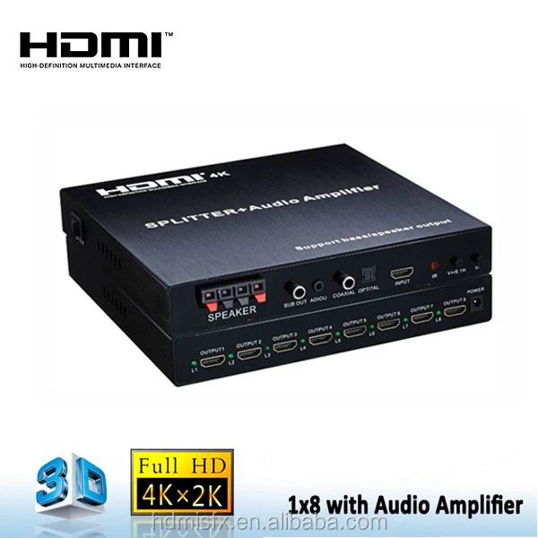 8 Ports Hdmi Splitter Amplifier With Heavy Bass Output Support 3d 4k