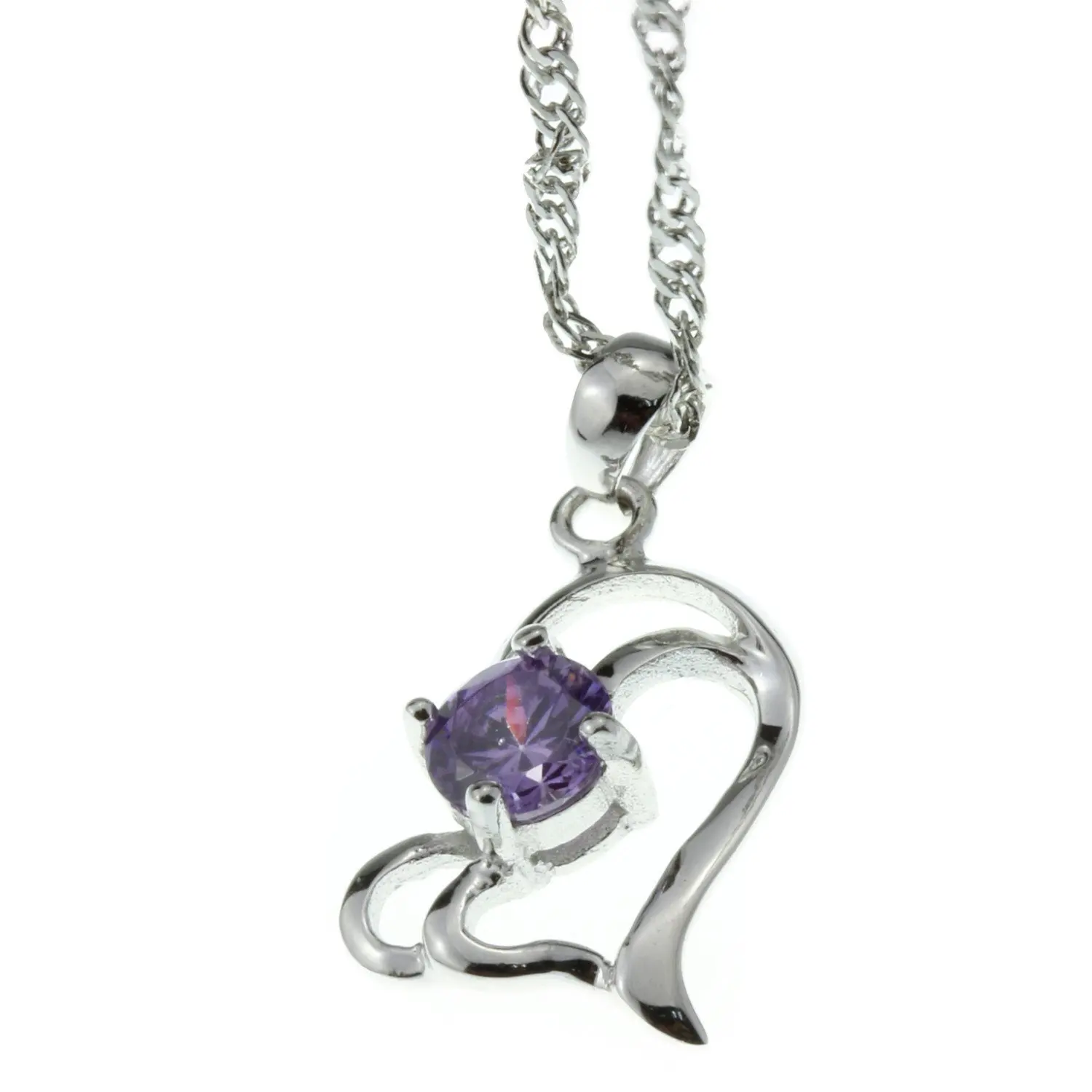 FACOCO Couple 925 Silver Necklace Round with Heart Pendant Fashion Necklace