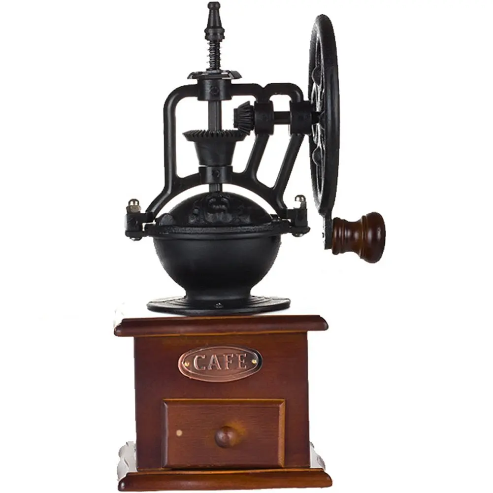 XHHOME Vintage Style(1880s) Manual Coffee Grinder Hand-crank Roller Drive, Ceramic Burr Core, Beech Wood Case, Nylon Body by XHHOME