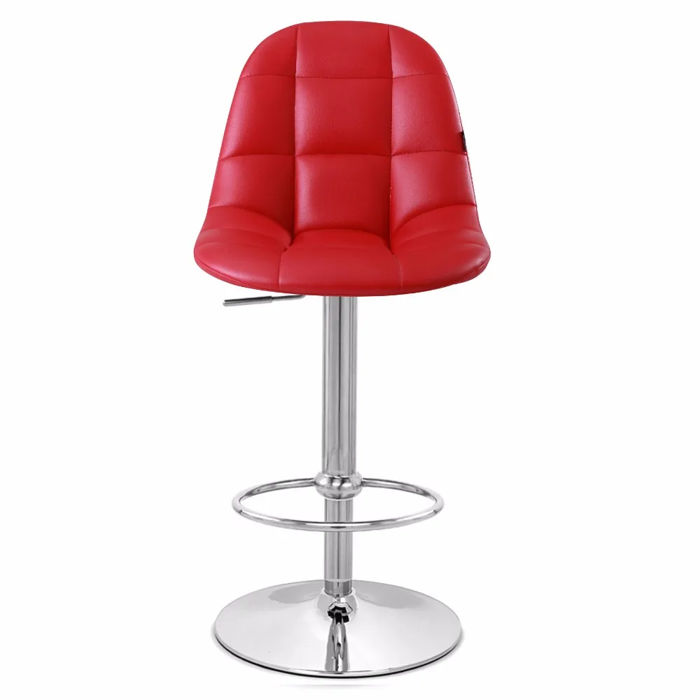 Dk Red Color Pu Adjustable Kitchen Bar Stool Bar Chair Iron Brushed Metal Base Buy Dark Red