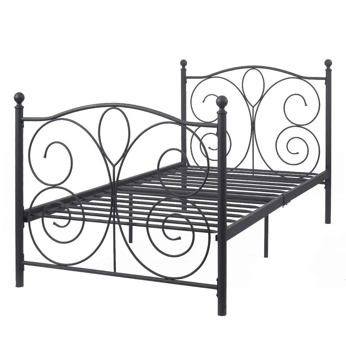 Twin Size Bed Frame Black Steel Metal Bed Platform Foundation Sturdy and Durable Furniture New 83"x43"x42" by madamecoffee