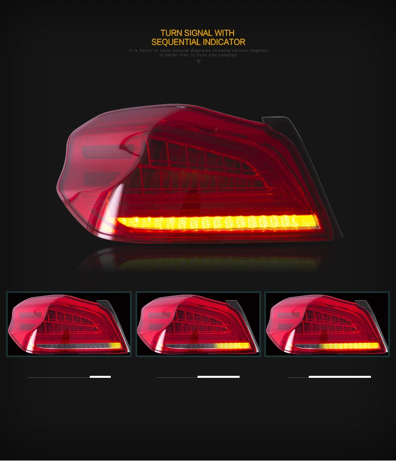 VLAND factory for car LED light bars for WRX tail light 2013 2014 2015 -2018 for WRX LED back lamp with sequential indicator