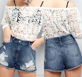 ladies high waisted denim shorts