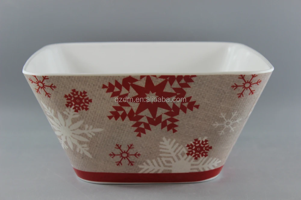 Square Shape Melamine Mixing Bowl With 2 Side Printing