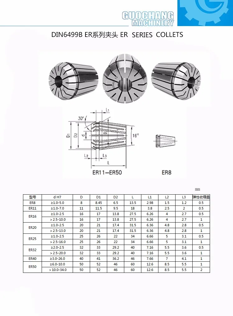 出厂价数控高精度 er 铣刀柄夹头弹簧夹头 er 32
