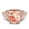Vintage Peach Setting Rose Gold Morganite Rings 925 Sterling Silver Morganite Jewelry For Sale