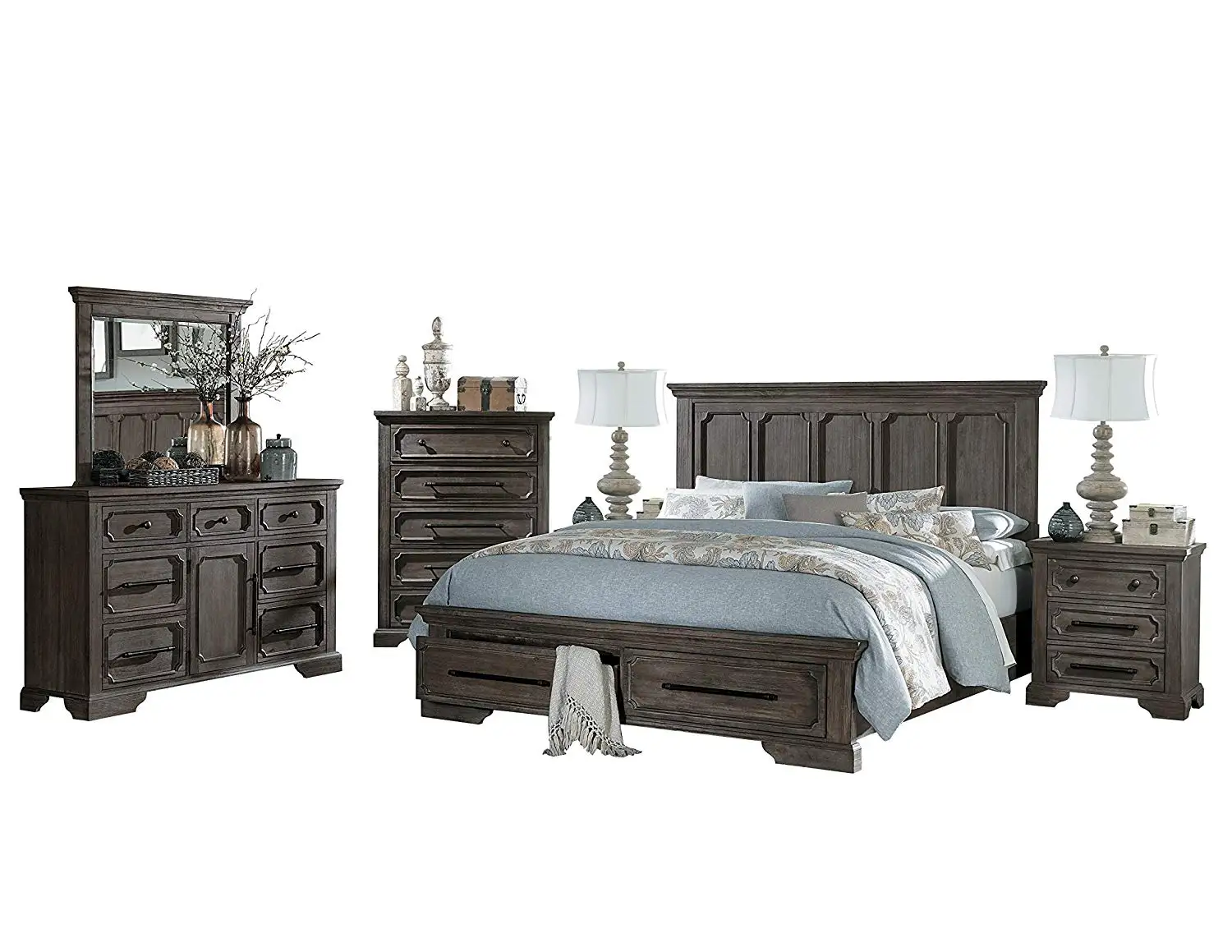 Buy Thiara French Farmhouse 6pc Bedroom Set Cal King Storage Bed