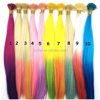 100pcs Synthetic Rainbow Color Hair Extensions 18 45cm Ombre