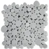 Carrara White Heart Shaped Bubble Marble Mosaic Tile Honed