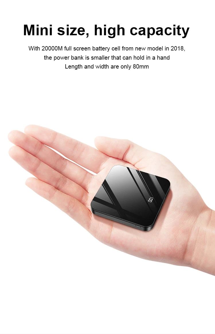 Newest Mini Full Mirror Screen Digital Display Mobile Charger power bank high capacity 10000 mAh - ANKUX.COM