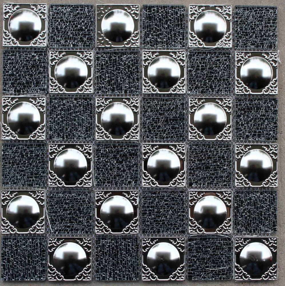 3D shaped sliver stainless steel mix crystal clear glass mosaic tile