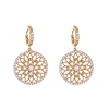 me0071 Zircon Floral Earrings Circle Gold Jewelry