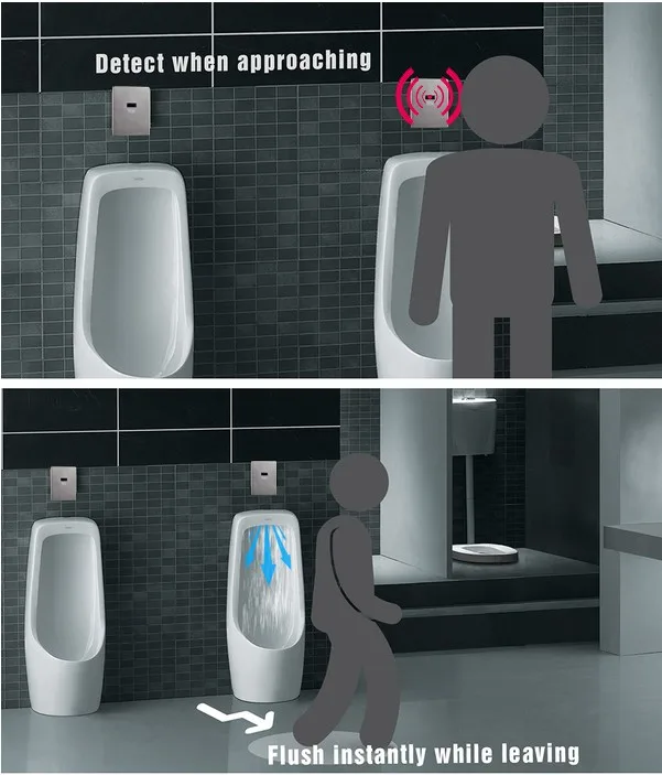 Glass LED Automatic And Electric Press Button Sensor Urinal