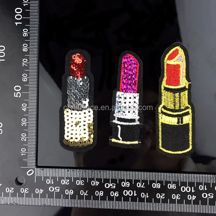 Lipstick style spangles sequins hot fix patch,comic hotfix patches