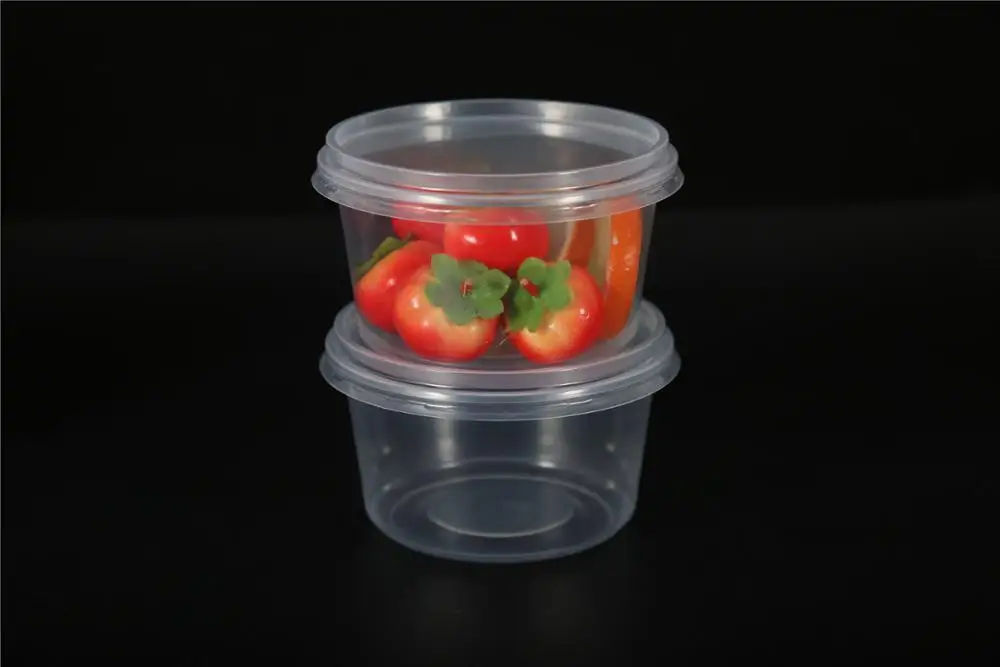 16oz Pp Disposable Clear Round Plastic Fruit Food Container With Lids