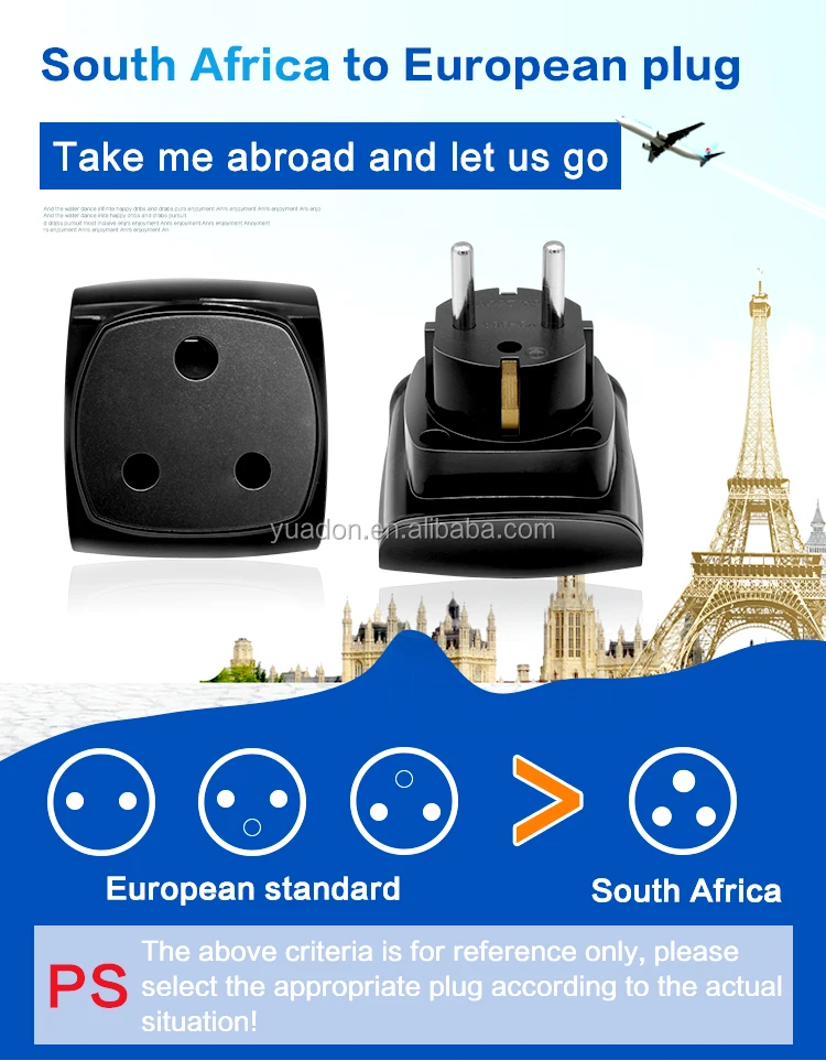 Electrical South Africa Standard Socket To Eu Euro European French Plug