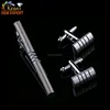 Custom silver cuff link tie bar matched, Blank cufflink tie pins set