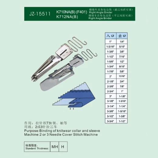 Sewing Machine Folder Attachment Right Angle Binder F401 K710na(b