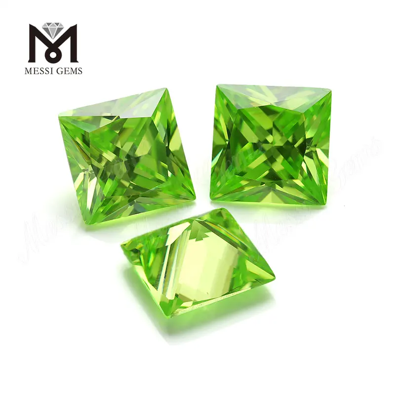 Colore cubico zirconia mela verde forma quadrata forma cz pietre con prezzi economici