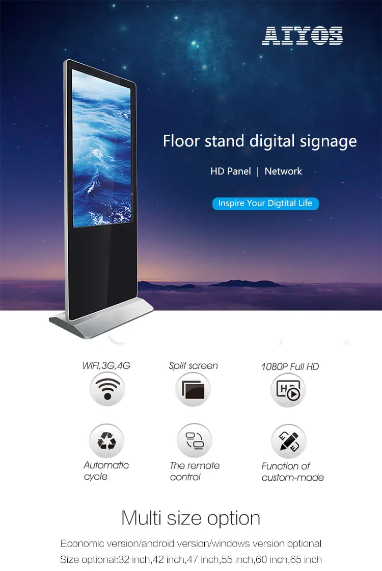 Advertising Marketing 4K LCD Commercial Grade Digital Signage with AV-IN