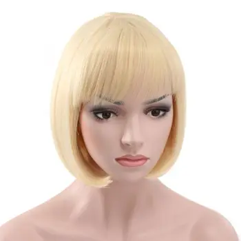 Stylish Lady Full Bangs Wig Short Straight Bob Hair Cosplay Party