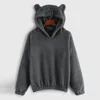 Women Soft Warm Towel teddy bear coat Fabric Fleece Gym Pullover Hoodies