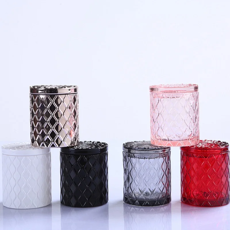 Luxury Electroplating Glass Candy Container And Lid Geo Cut Glass