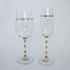 Hand blown art swirl stem wine goblet glass exquisite stemware