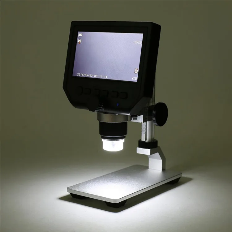 G600 600X 4.3" 3.6MP LCD Display Electronic Digital Microscope with Adjustable Metal Stand Continuous Magnification